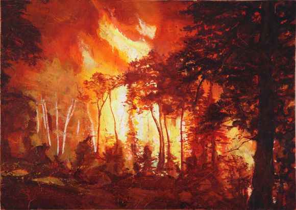 نمایشگاه نقاشی مهدی فرهادیان به نام آتش و گلها در گالری ماه